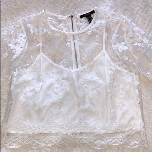 White Lace Crop Top